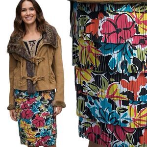 Michael Kors Collection Leather FRINGE Skirt 6 RUNWAY Italy $3995 Classic